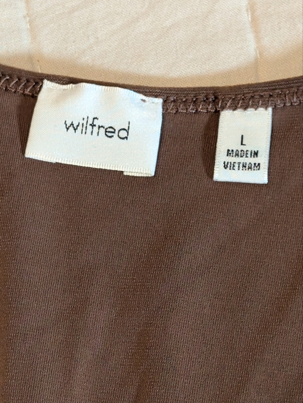 Wilfred Aritzia Nuage Dress Brown Long Sleeve Asymmetrical Midi Size Large - Picture 8 of 15